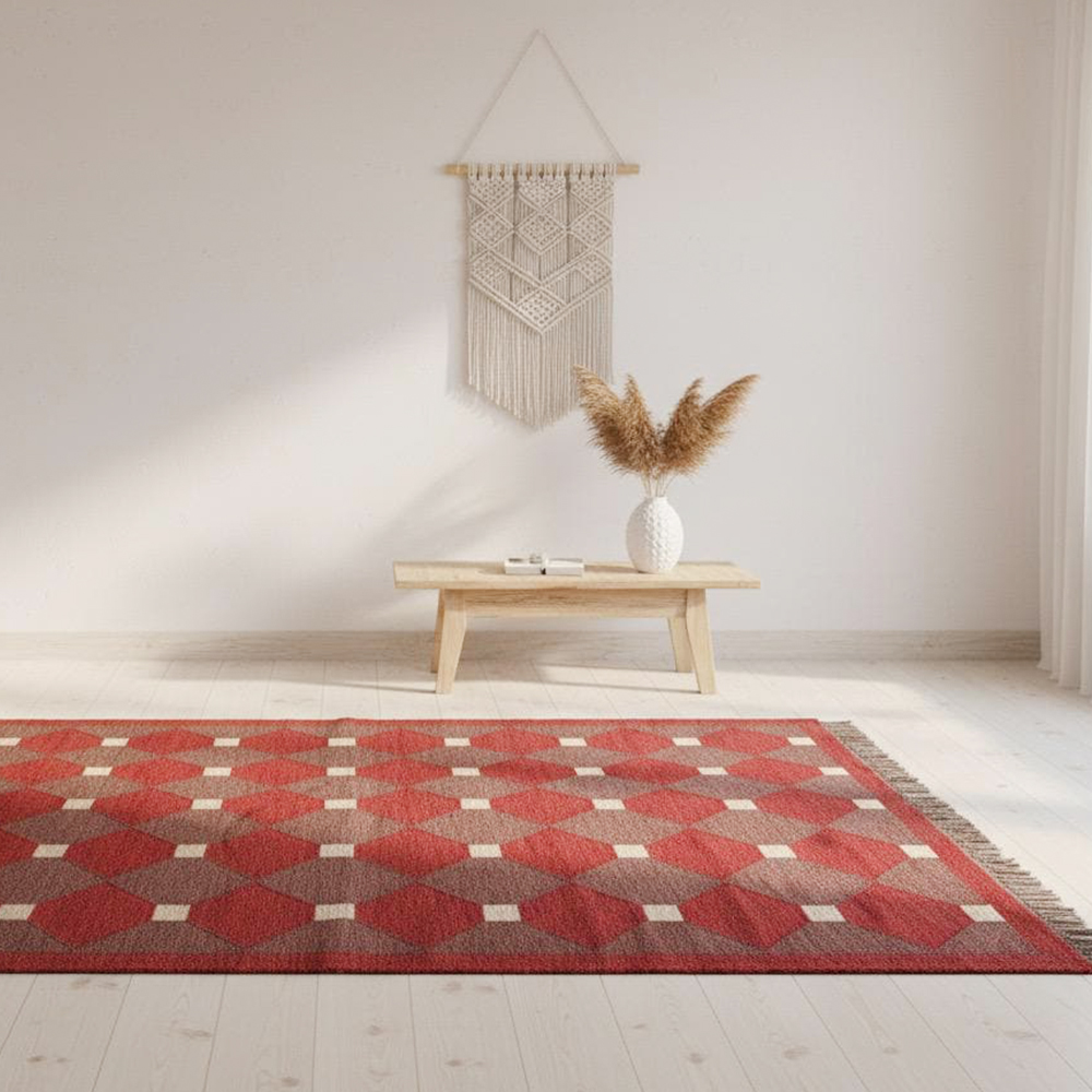 Handcrafted Multicolor Jute Vintage Dhurrie For Living Room